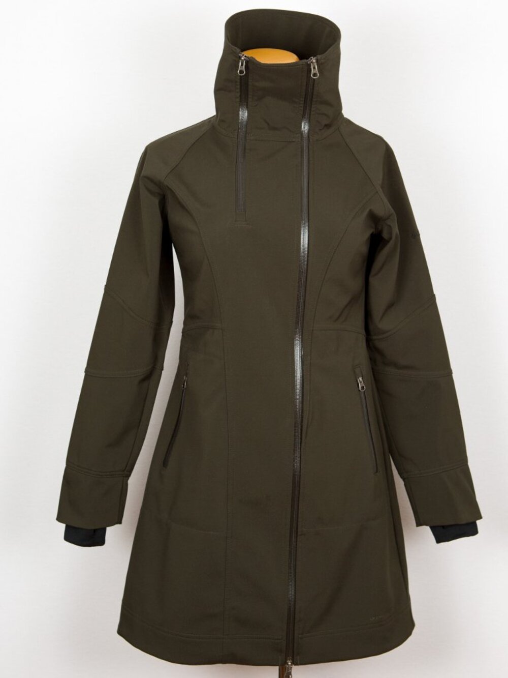 Columbia Belle De Tour Softshell Trench Coat Jacket Olive Green Small - EUC